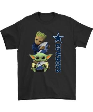Baby Yoda And Groot Hug Dallas Cowboys T Shirt 1