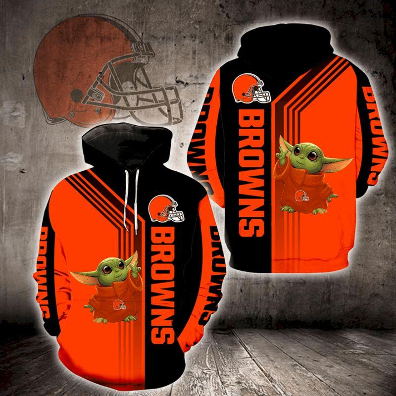 Baby Yoda Cleveland Browns All Over Print Hoodie