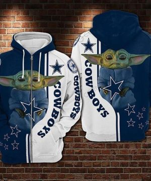 Baby Yoda Dallas Cowboys Football Teaming 3D Hoodie 1