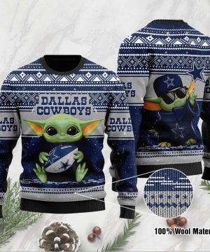 Baby Yoda Dallas Cowboys NFL Christmas Ugly Sweater 1