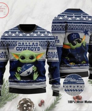 Baby Yoda Dallas Cowboys Ugly Christmas Sweater All Over Print 2