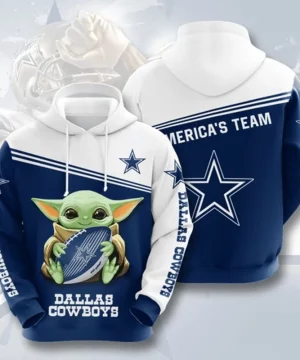 Baby Yoda Star Wars Lovers Sports Team Dallas Cowboys NFL 3D Hoodie