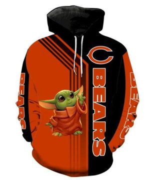 Chicago Bears Baby Yoda Perfect Orange 3D Hoodie