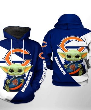 Chicago Bears NFL Baby Yoda Team 3D Printed Hoodie