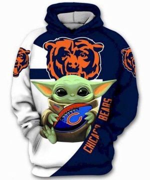 Chicago Bears NFL Yoda Star Wars 3D Hoodie