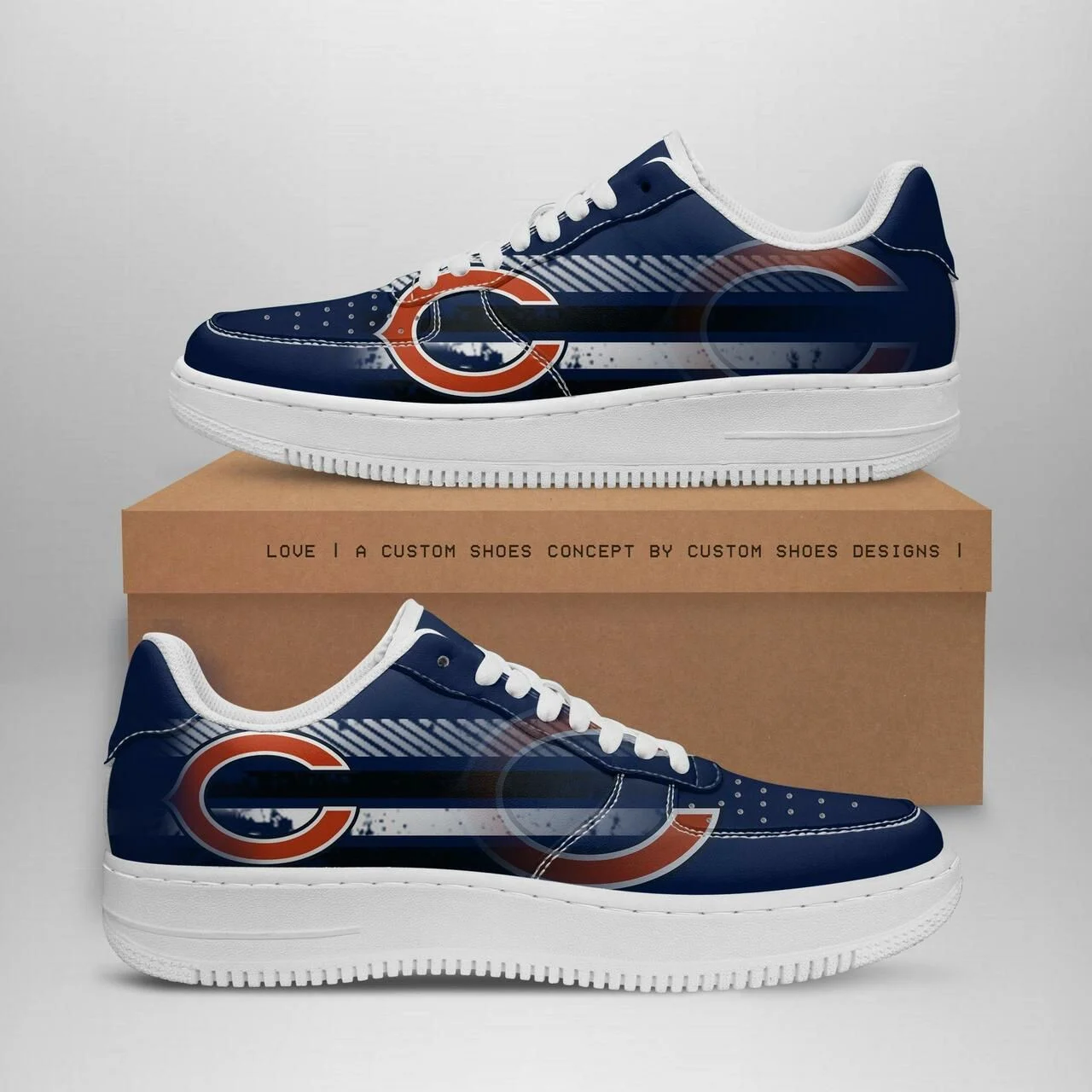 Chicago Bears Nfl Football Deep Blue Air Force 1 Shoes