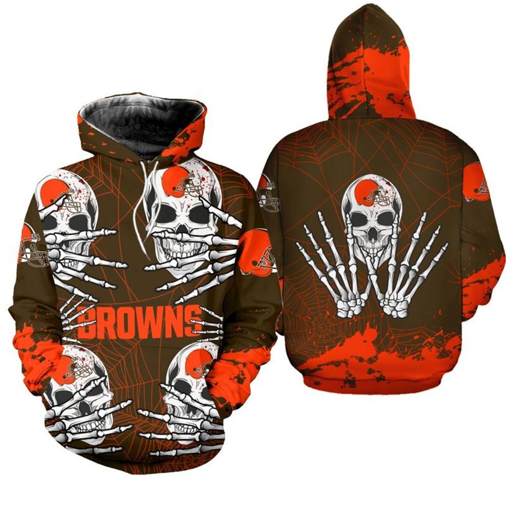 Cleveland Browns Skull For Halloween 3D Hoodie