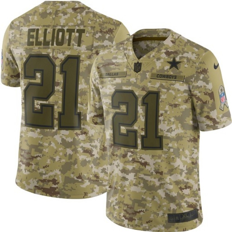 Dallas Cowboys 21 Ezekiel Elliott 2018 Camo Salute To Service Limited Stitched NFL Jersey 1 1