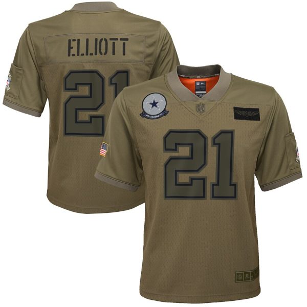 Ezekiel Elliott Camo Salute To Service Stitched Jersey, Dallas Cowboys 21 NFL Limted Jersey