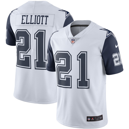 Ezekiel Elliott #21 Dallas Cowboys White NFL Limited Jerseys