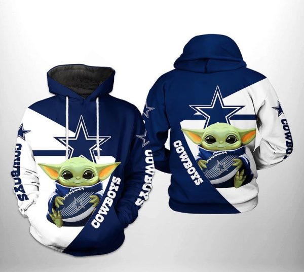 Dallas Cowboys Baby Yoda Design 3D Hoodie All Over Print 1