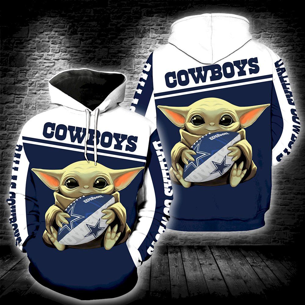 Dallas Cowboys Baby Yoda Full Print Hoodie