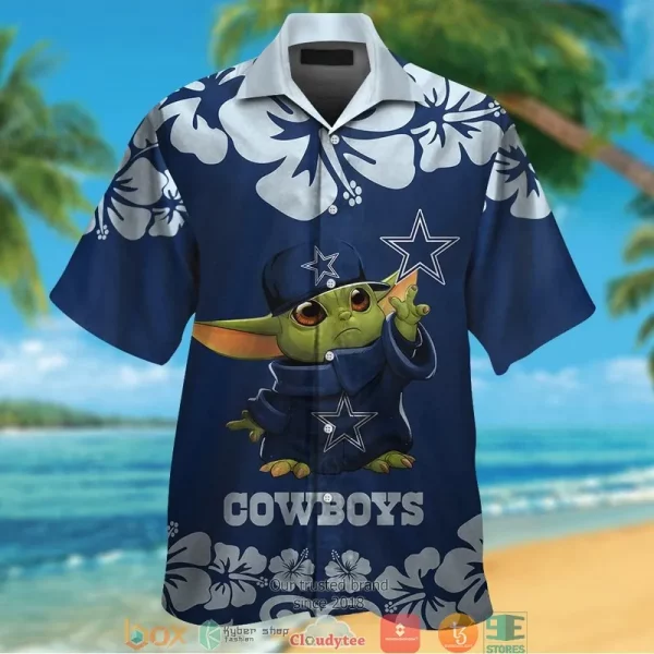Dallas Cowboys Baby Yoda Hibiscus Hawaiian Shirt