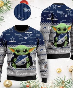 Dallas Cowboys Baby Yoda Ugly Christmas Sweater Ugly Sweater Christmas 1