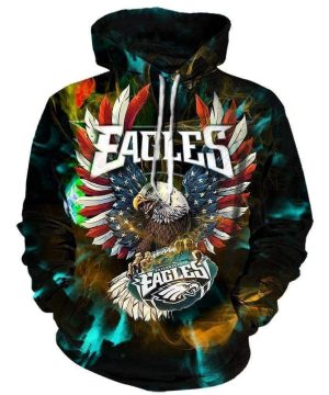 Eagle With Flag American Hold Logo Philadelphia Eagles Hoodie 3D
