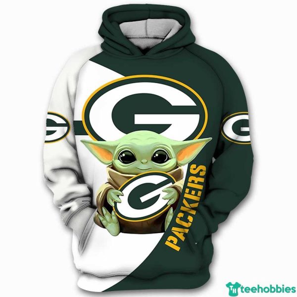 Green Bay Packers Baby Yoda Star Wars All Over Print 3D Hoodie 2