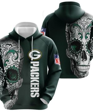 Green Bay Packers NFL Sugar Skull 3D Hoodie