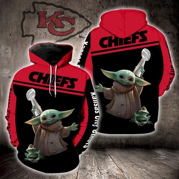 Kansas City Chiefs NFL Baby Yoda Star Wars 3D Hoodie