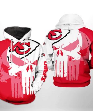 Kansas City Chiefs NFL Team Skull 3D Hoodie