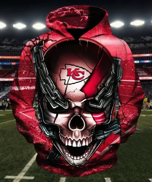 Kansas City Chiefs Skull NFL Team Logo 3D Hoodie