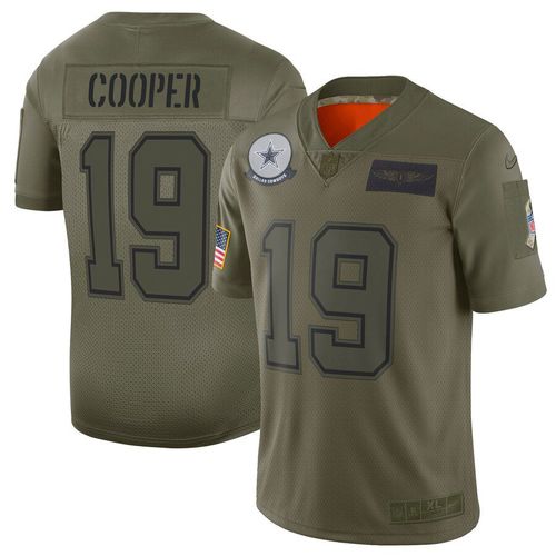 Cooper Green Olive Salute To Service Jerseys, Men Dallas Cowboys 19 NFL Limited Jersey