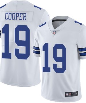 Mens Cowboys Dallas Cowboys 19 Amari Cooper White Vapor Untouchable Limited Stitched NFL Jersey 1 1