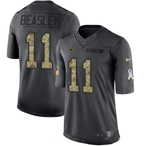 Mens Dallas Cowboys 11 Cole Beasley Black Anthracite 2016 Salute To Service Stitched NFL Nike Limited Jersey 1 1