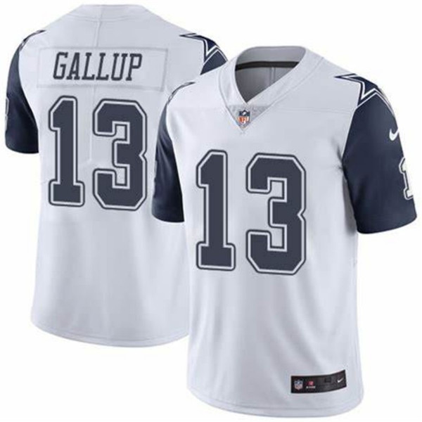 Mens Dallas Cowboys 13 Michael Gallup White Color Rush Limited Stitched NFL Jersey 1 1
