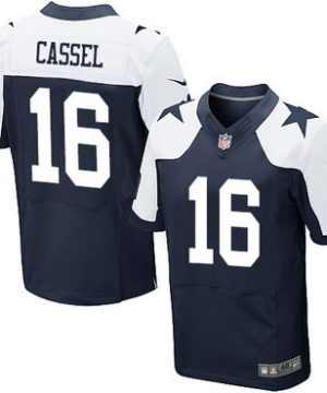 Mens Dallas Cowboys 16 Matt Cassel Navy Blue Thanksgiving Alternate NFL Nike Elite Jersey 1 1