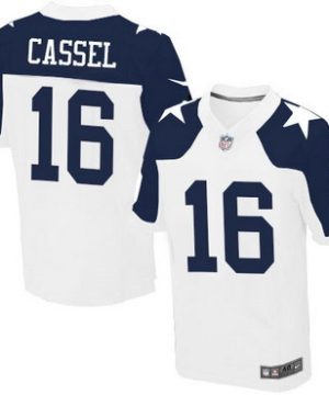 Mens Dallas Cowboys 16 Matt Cassel White Thanksgiving Alternate NFL Nike Elite Jersey 1 1