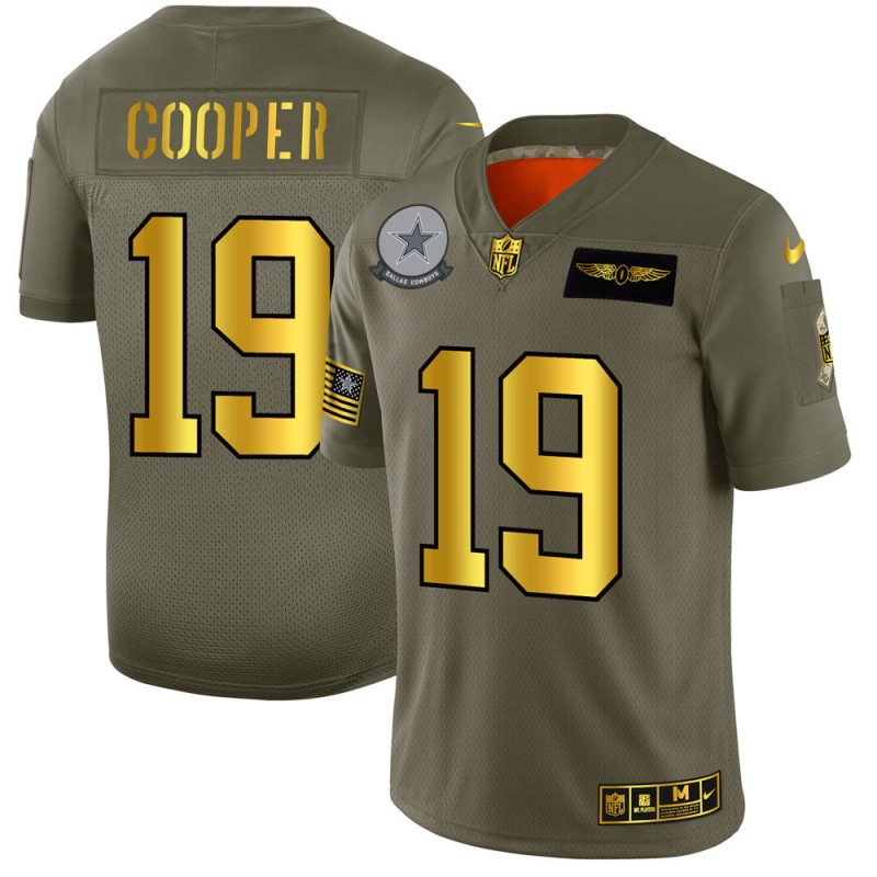 Amari Cooper OliveGold Stitched Jersey, Men's Dallas Cowboys 19 NFL Limited Jersey