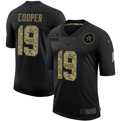 Mens Dallas Cowboys 19 Amari Cooper 2020 Black Camo Salute To Service Limited Stitched NFL Jersey 1 1