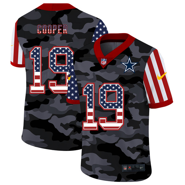 Mens Dallas Cowboys 19 Amari Cooper 2020 Camo USA Flag Limited Stitched NFL Jersey 1 1