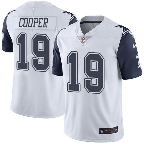Amari Cooper White Color Rush Stitched Jersey, Men's Dallas Cowboys 19 NFL Limited Jersey