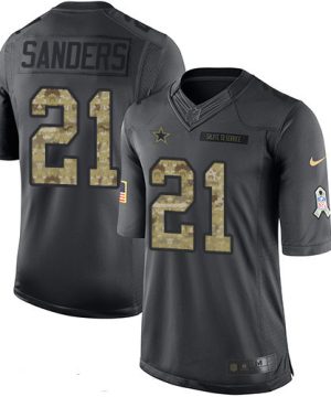 Mens Dallas Cowboys 21 Deion Sanders Black Anthracite 2016 Salute To Service Stitched NFL Nike Limited Jersey 1 1