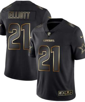 Mens Dallas Cowboys 21 Ezekiel Elliott 2019 Black Gold Edition Stitched NFL Jersey 1 1