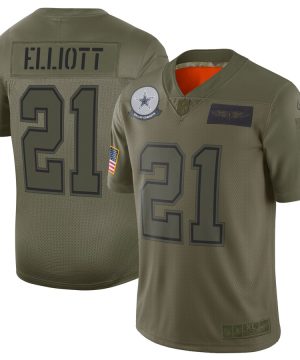 Mens Dallas Cowboys 21 Ezekiel Elliott 2019 Camo Salute To Service Limited Stitched NFL Jersey 1 1