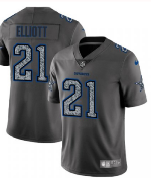 Ezekiel Elliott Gray Fashion Static Stitched Jersey, Men's Dallas Cowboys 21 NFL Limted Jersey