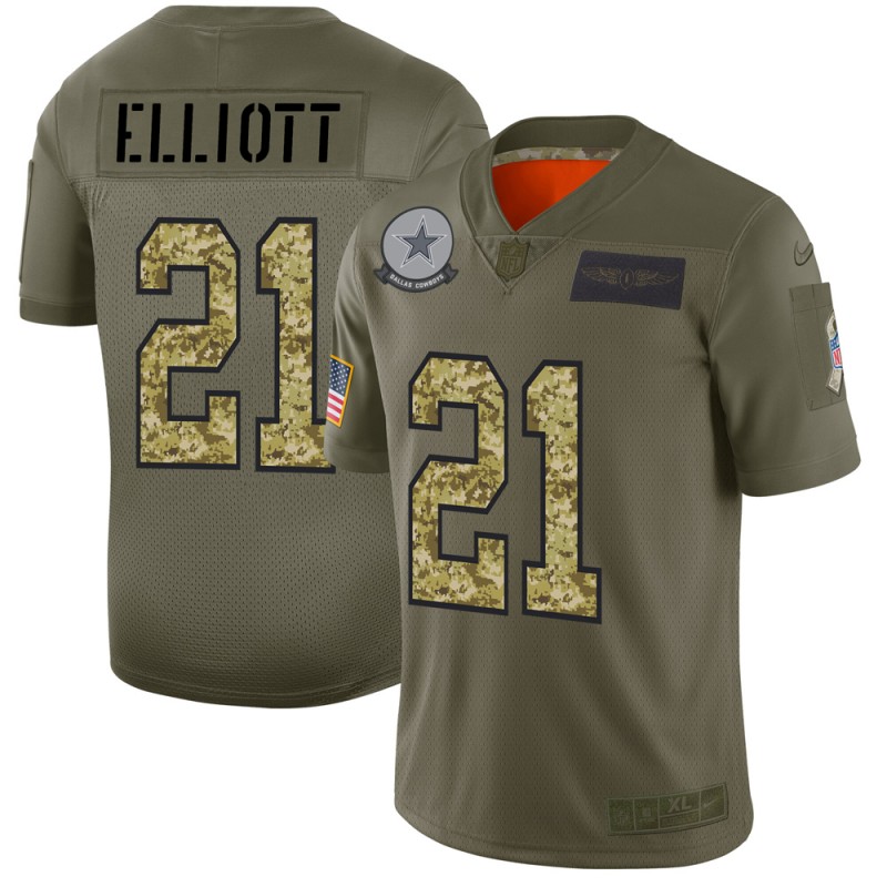 Ezekiel Elliott Dallas Cowboys #21 Olive Camo NFL Limited Jerseys
