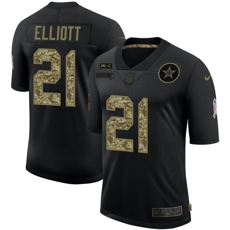 Ezekiel Elliott Dallas Cowboys #21 Black Camo NFL Limited Jerseys