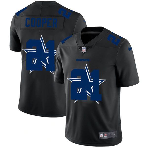 Mens Dallas Cowboys 21 Ezekiel Elliott Black Shadow Logo Limited Stitched NFL Jersey 1 1