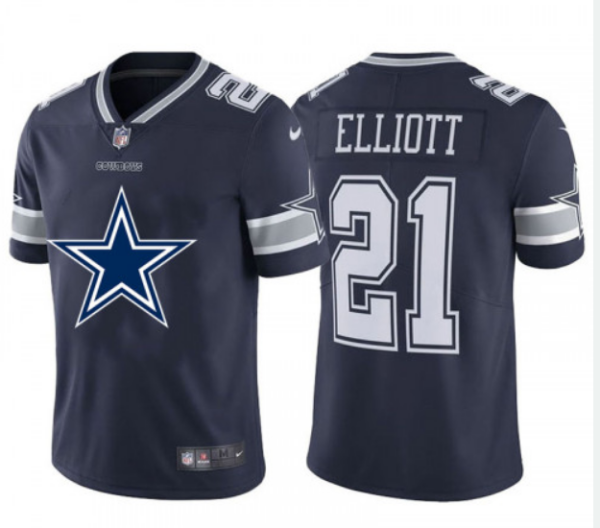 Mens Dallas Cowboys 21 Ezekiel Elliott Navy 2020 Team Big Logo Limited Stitched NFL Jersey 1 1