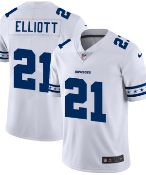 Mens Dallas Cowboys 21 Ezekiel Elliott White 2019 Team Logo Cool Edition Stitched NFL Jersey 1 1