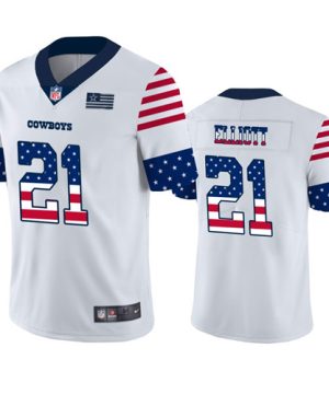 Mens Dallas Cowboys 21 Ezekiel Elliott White 2019 USA Flag Fashion Stitched NFL Jersey 1 1