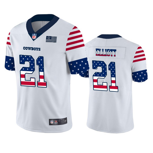 Ezekiel Elliott Dallas Cowboys #21 White USA Flag NFL Limited Jerseys