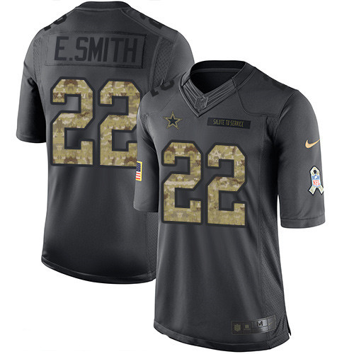 Emmitt Smith Black Anthracite Stitched Jersey, Men's Dallas Cowboys 22 NFL Limited Jersey