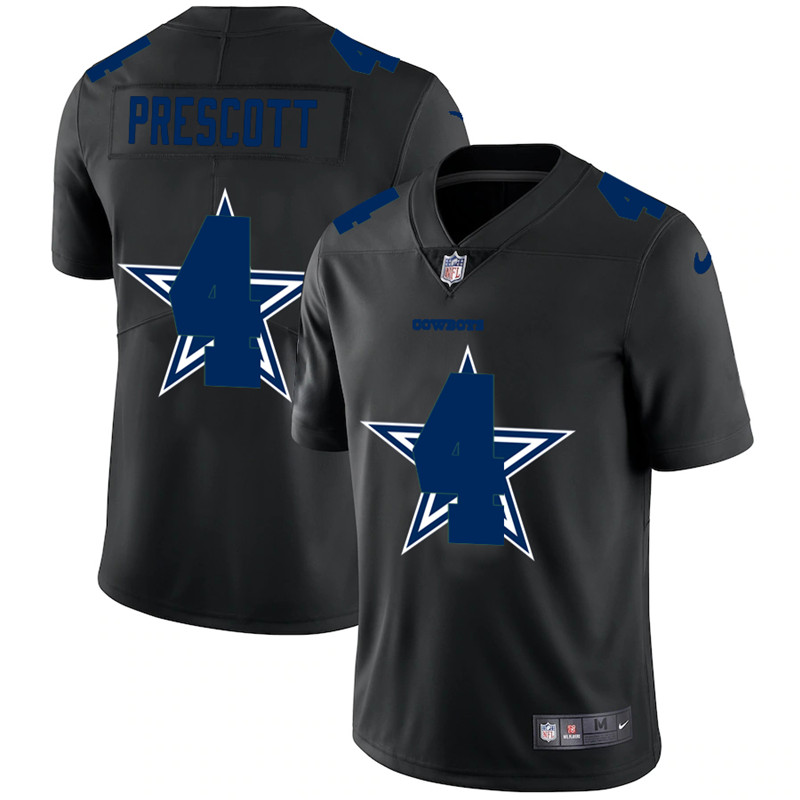 Dak Prescott Black Shadow Logo Jersey, Men's Dallas Cowboys 4 NFL Limited Jersey