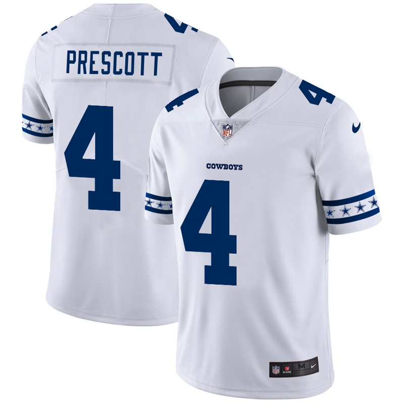 Dak Prescott White Team Logo Cool Edition Jersey, Men's Dallas Cowboys 4 NFL Limited Jersey