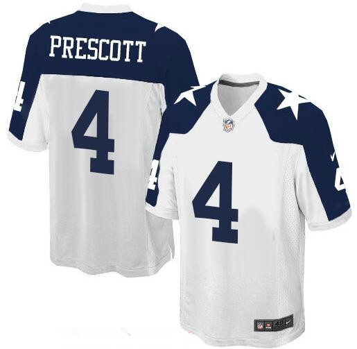 Dak Prescott White Thanksgiving Alternate Jersey, Men's Dallas Cowboys 4 NFL Limited Jersey