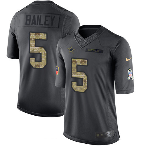 Mens Dallas Cowboys 5 Dan Bailey Black Anthracite 2016 Salute To Service Stitched NFL Nike Limited Jersey 1 1